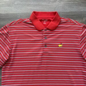 Masters Tech Mens Size Large Red Striped Knit Golf Polo Shirt Augusta